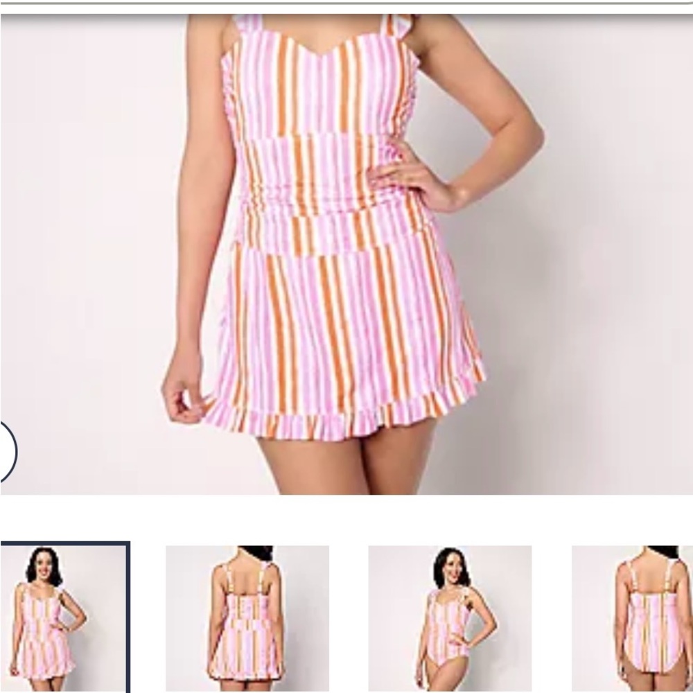 Isaac Mizrahi LIVE! 🩷🧡Striped Swimsuit Set sz 22W NWT